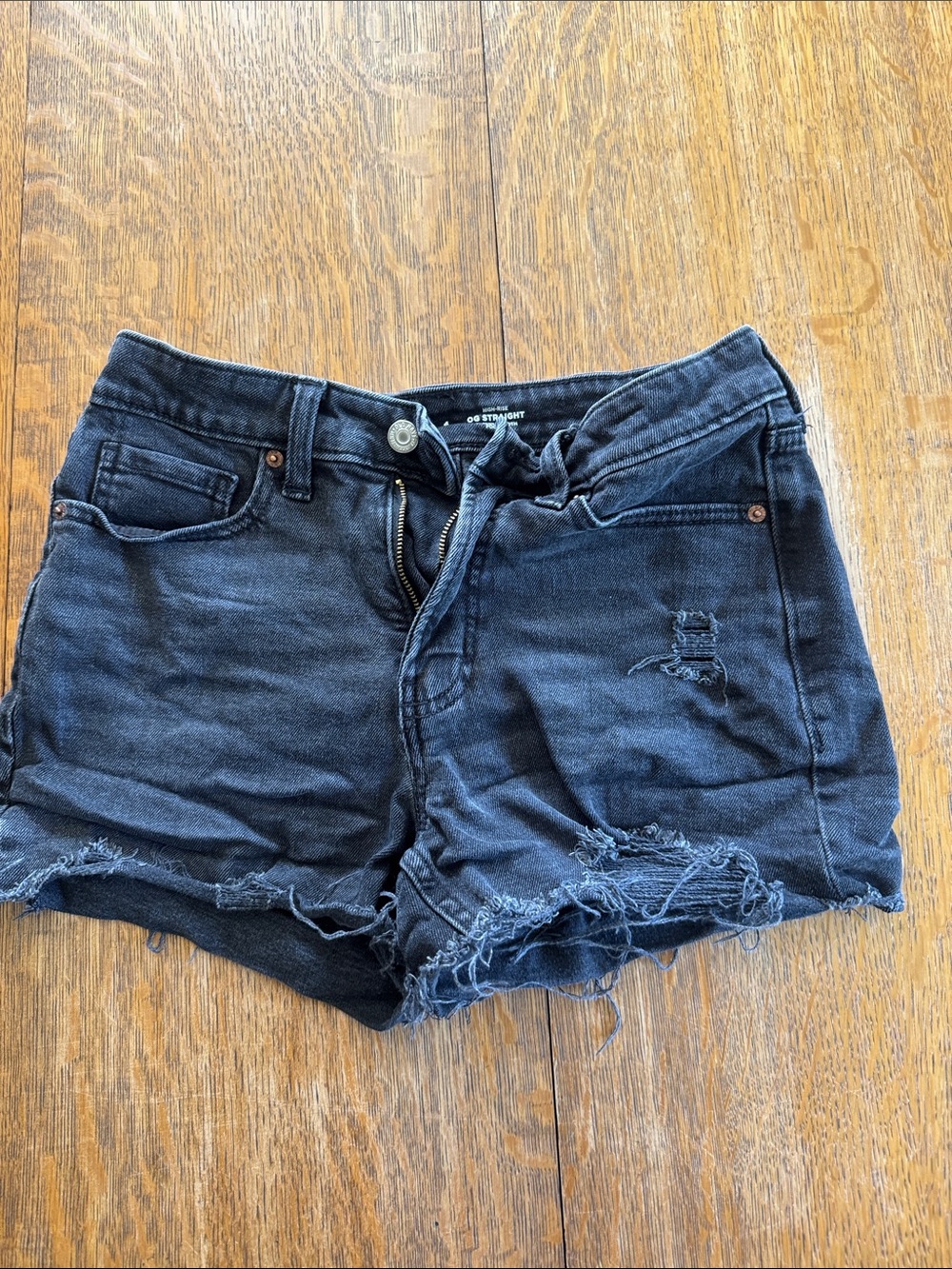 Old Navy Black Distressed Denim Cutoff Shorts